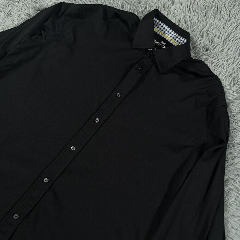 Butter Cloth Shirt Extra Large Black Button Up Minimalist Solid Cotton Mens